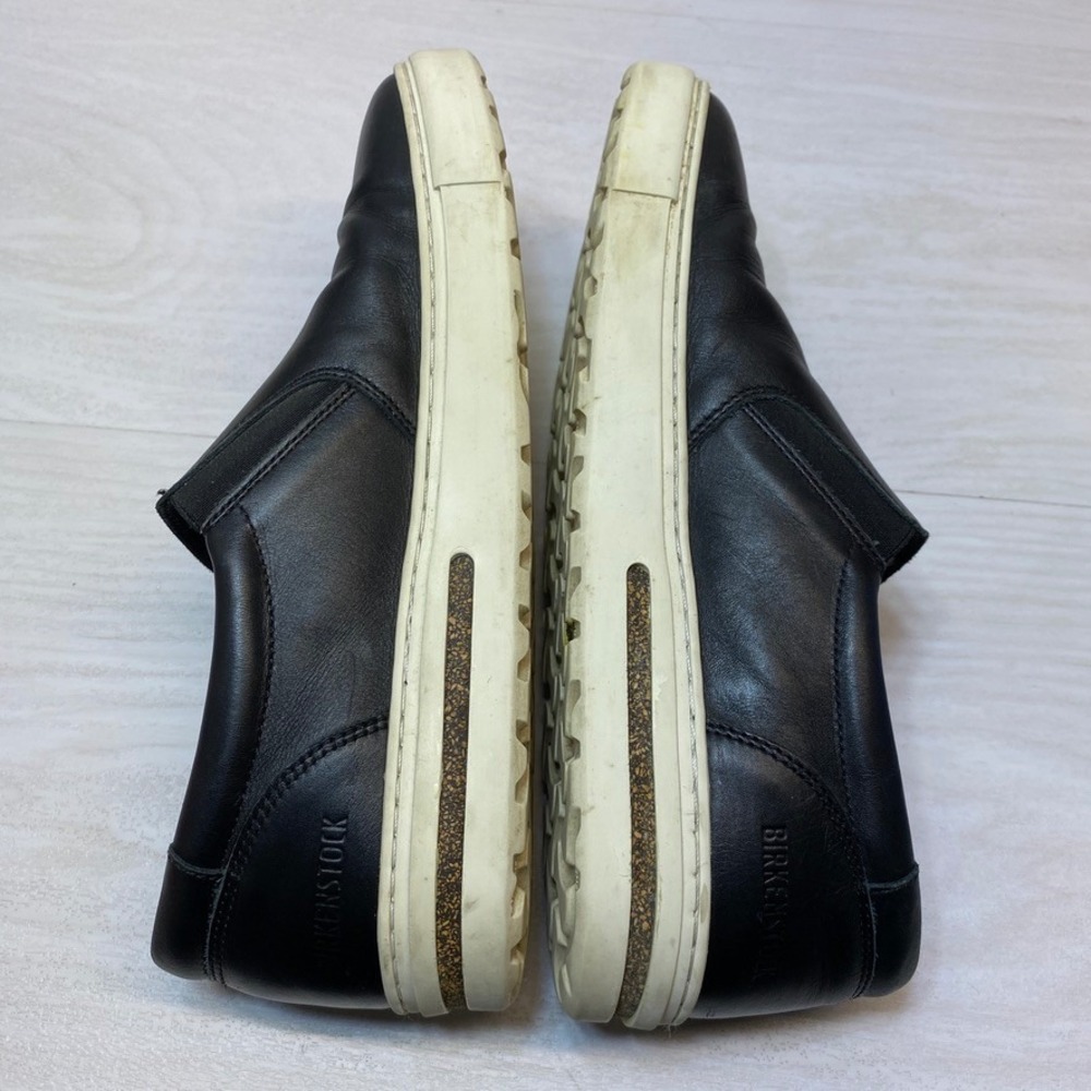 Birkenstock Womens 8 39 Oswego Slip On Sneaker Black Leather Cork Footbed Casual - Picture 3 of 8